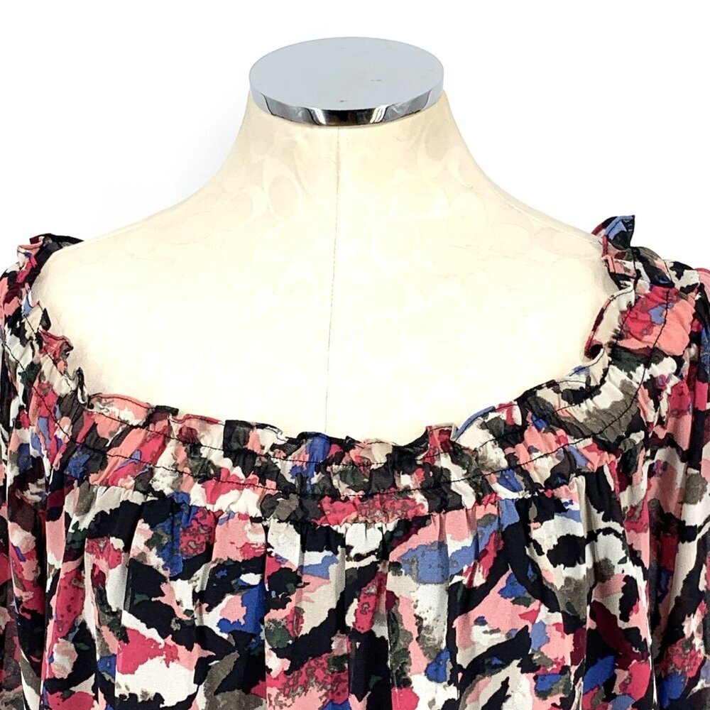 Lane Bryant Blouse Women's 14/16 Peasant Boho Lined Polyester Elastic Neckline - Picture 2 of 7